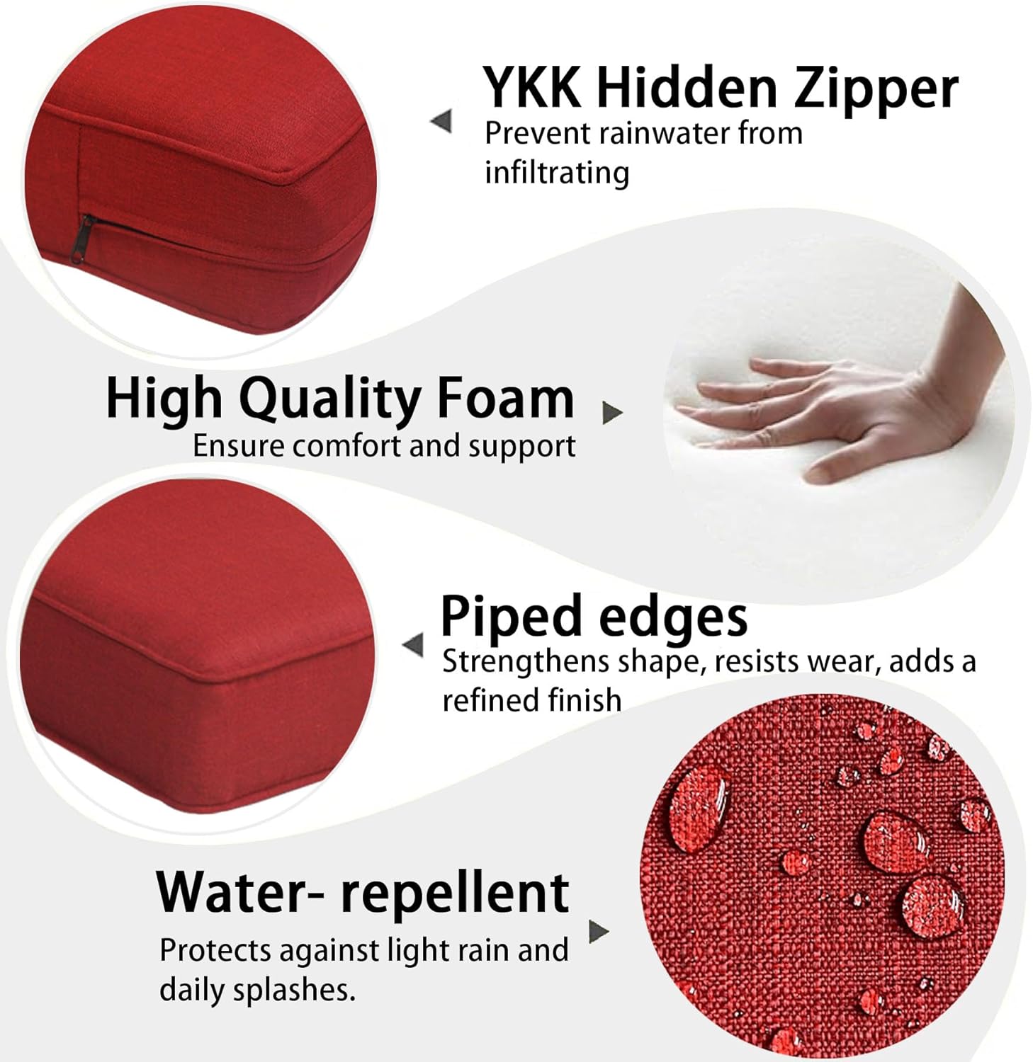24x27.5 inch Outdoor/Indoor Deep Seat Patio Cushions Set of 2 Deep Seat Bottom Resilient Foam Filling Water Repellent Stain-Resistant UV Resistant Weather Resistant Chili
