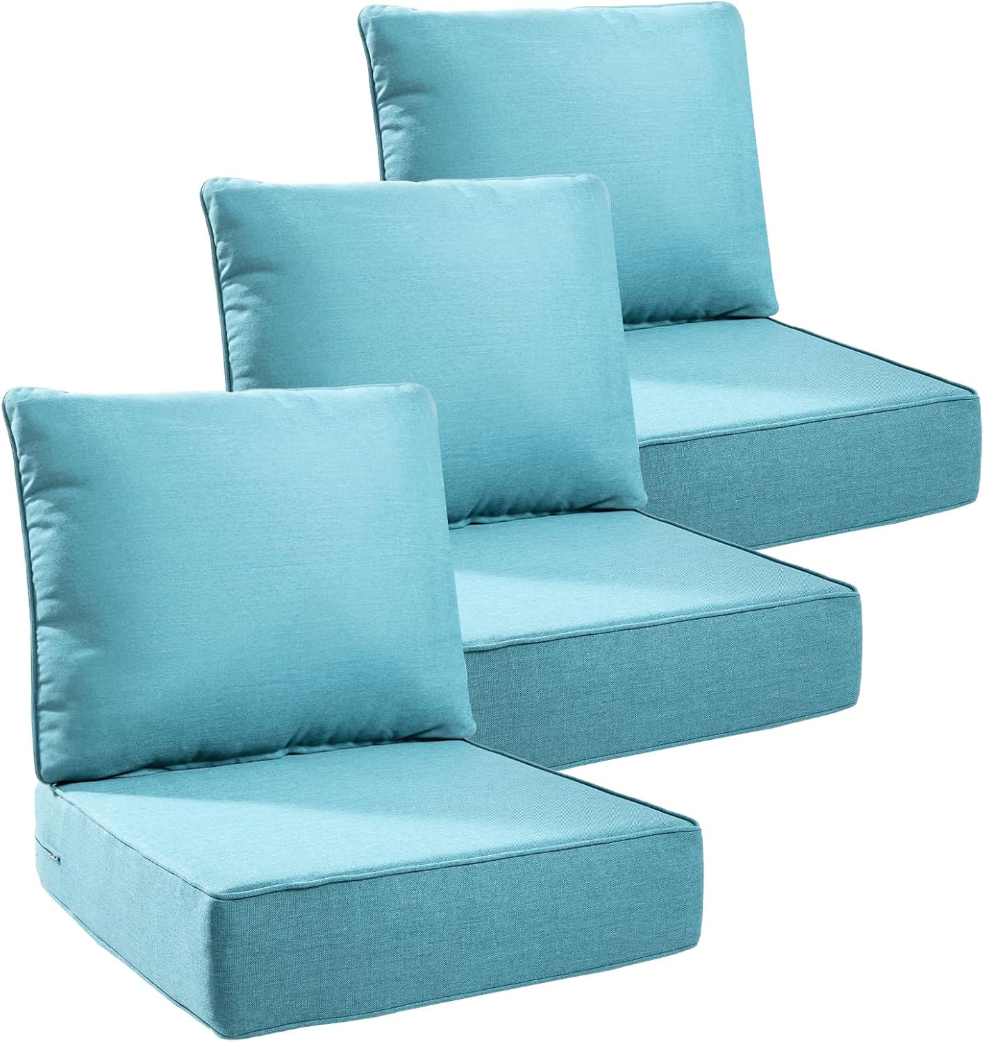 6" Thick Outdoor Cushions 22x24x6, 1-Set Deep Seat Patio Cushions with Removable Cover, Waterproof & Fade Resistant Replacement for Wicker Chair, Loveseat, Sofa - Blue