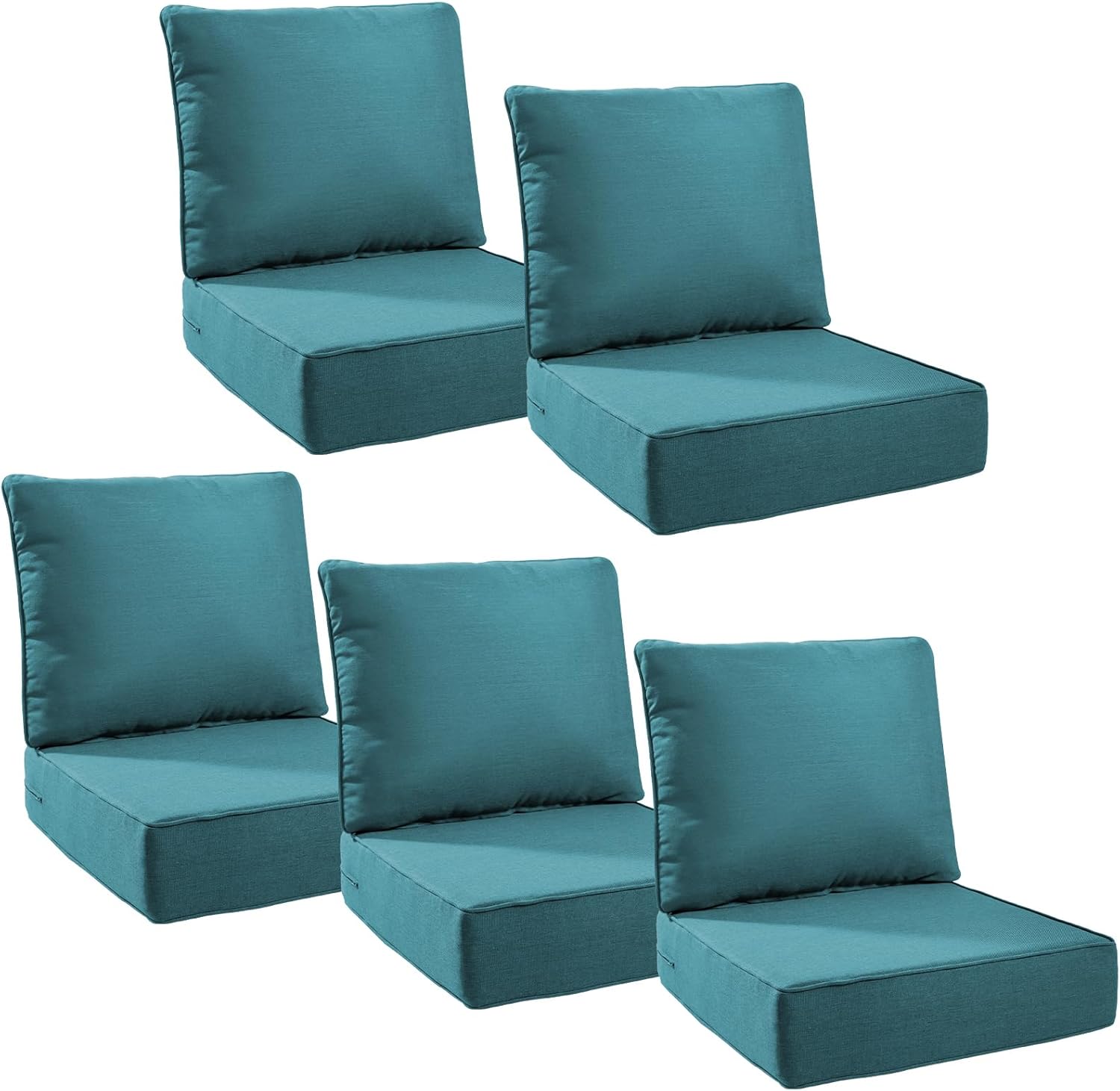 6" Thick Outdoor Cushions 22x24x6, 1-Set Deep Seat Patio Cushions with Removable Cover, Waterproof & Fade Resistant Replacement for Wicker Chair, Loveseat, Sofa - Blue
