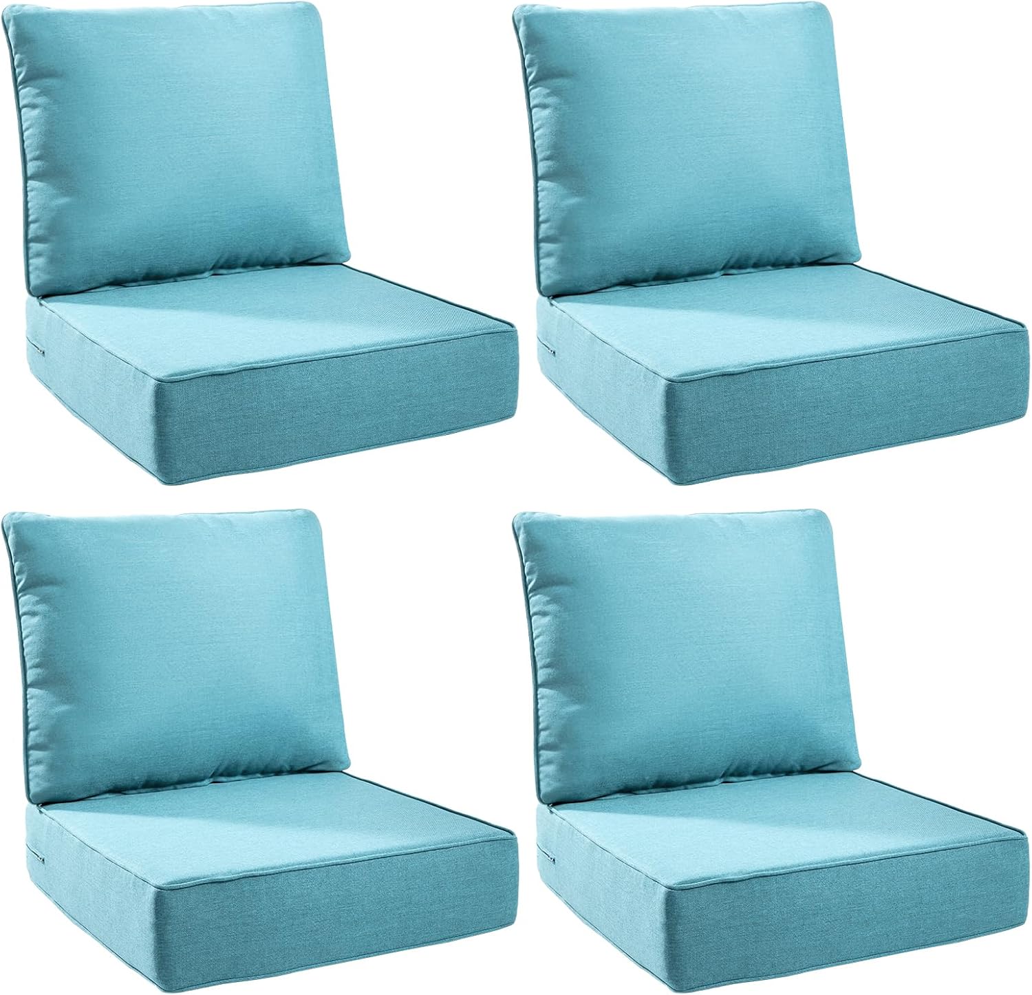 6" Thick Outdoor Cushions 22x24x6, 1-Set Deep Seat Patio Cushions with Removable Cover, Waterproof & Fade Resistant Replacement for Wicker Chair, Loveseat, Sofa - Blue