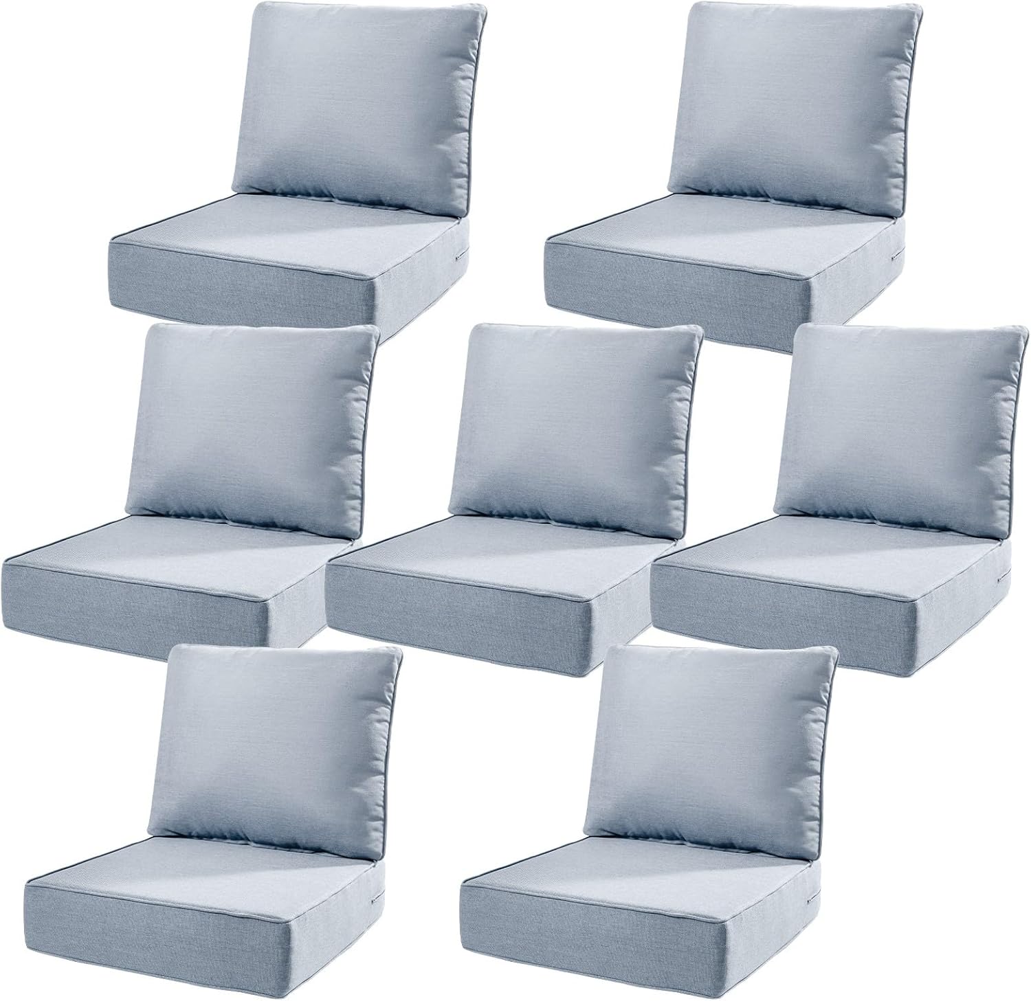 6" Thick Outdoor Cushions 22x24x6, 1-Set Deep Seat Patio Cushions with Removable Cover, Waterproof & Fade Resistant Replacement for Wicker Chair, Loveseat, Sofa - Blue