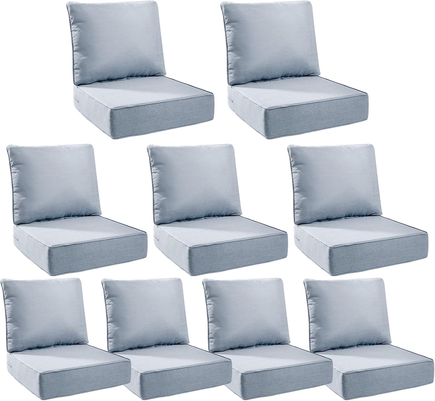 6" Thick Outdoor Cushions 22x24x6, 1-Set Deep Seat Patio Cushions with Removable Cover, Waterproof & Fade Resistant Replacement for Wicker Chair, Loveseat, Sofa - Blue