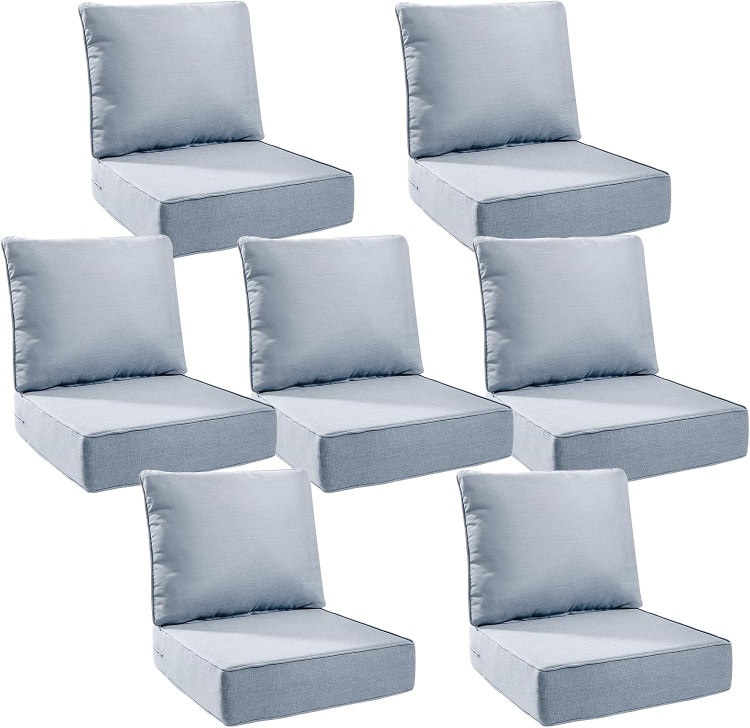 6" Thick Outdoor Cushions 22x24x6, 1-Set Deep Seat Patio Cushions with Removable Cover, Waterproof & Fade Resistant Replacement for Wicker Chair, Loveseat, Sofa - Blue