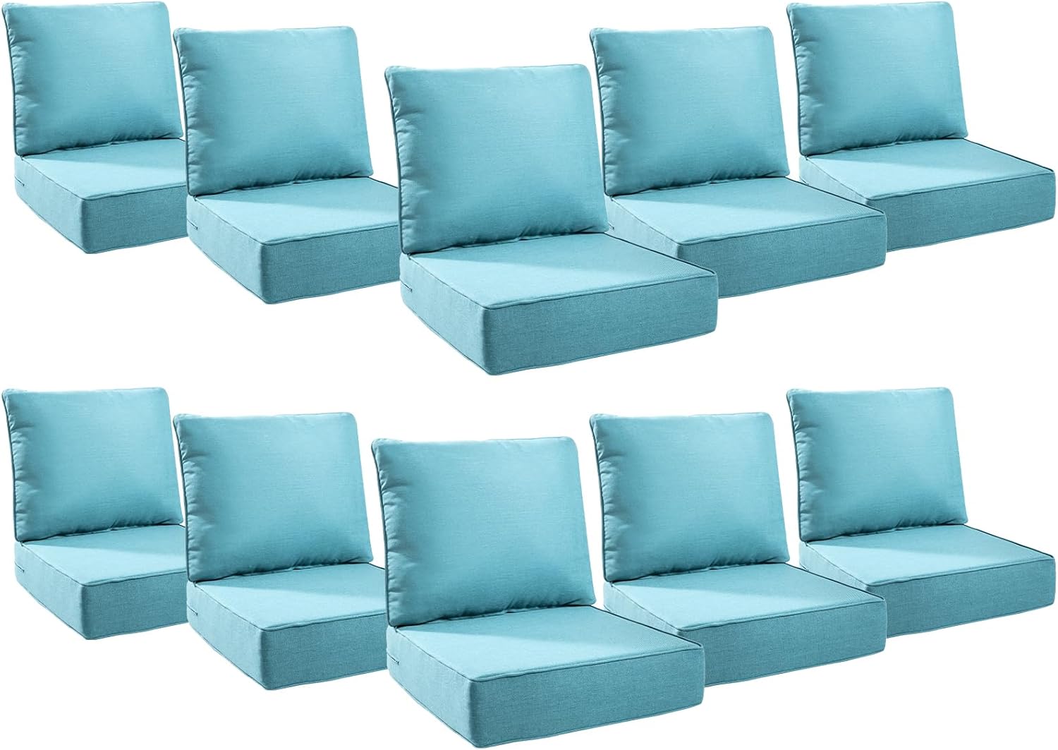 6" Thick Outdoor Cushions 22x24x6, 1-Set Deep Seat Patio Cushions with Removable Cover, Waterproof & Fade Resistant Replacement for Wicker Chair, Loveseat, Sofa - Blue