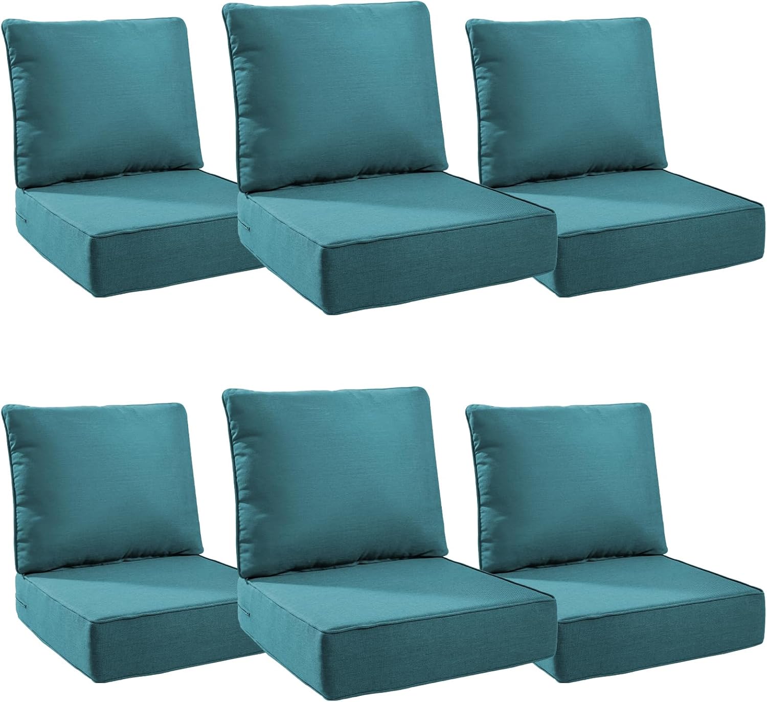 6" Thick Outdoor Cushions 22x24x6, 1-Set Deep Seat Patio Cushions with Removable Cover, Waterproof & Fade Resistant Replacement for Wicker Chair, Loveseat, Sofa - Blue