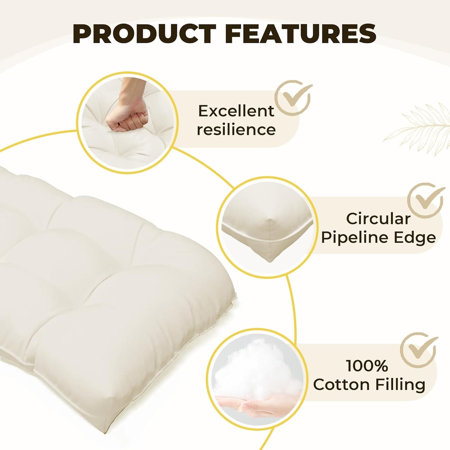 Wicker Chair Cushions of 5 Pieces, Waterproof Outdoor Loveseat Cushion for Wicker Furniture, 1 Love Seat Cushion, 2 U-Shape and 2 Lumbar Pillows for Patio Furniture (Cream)