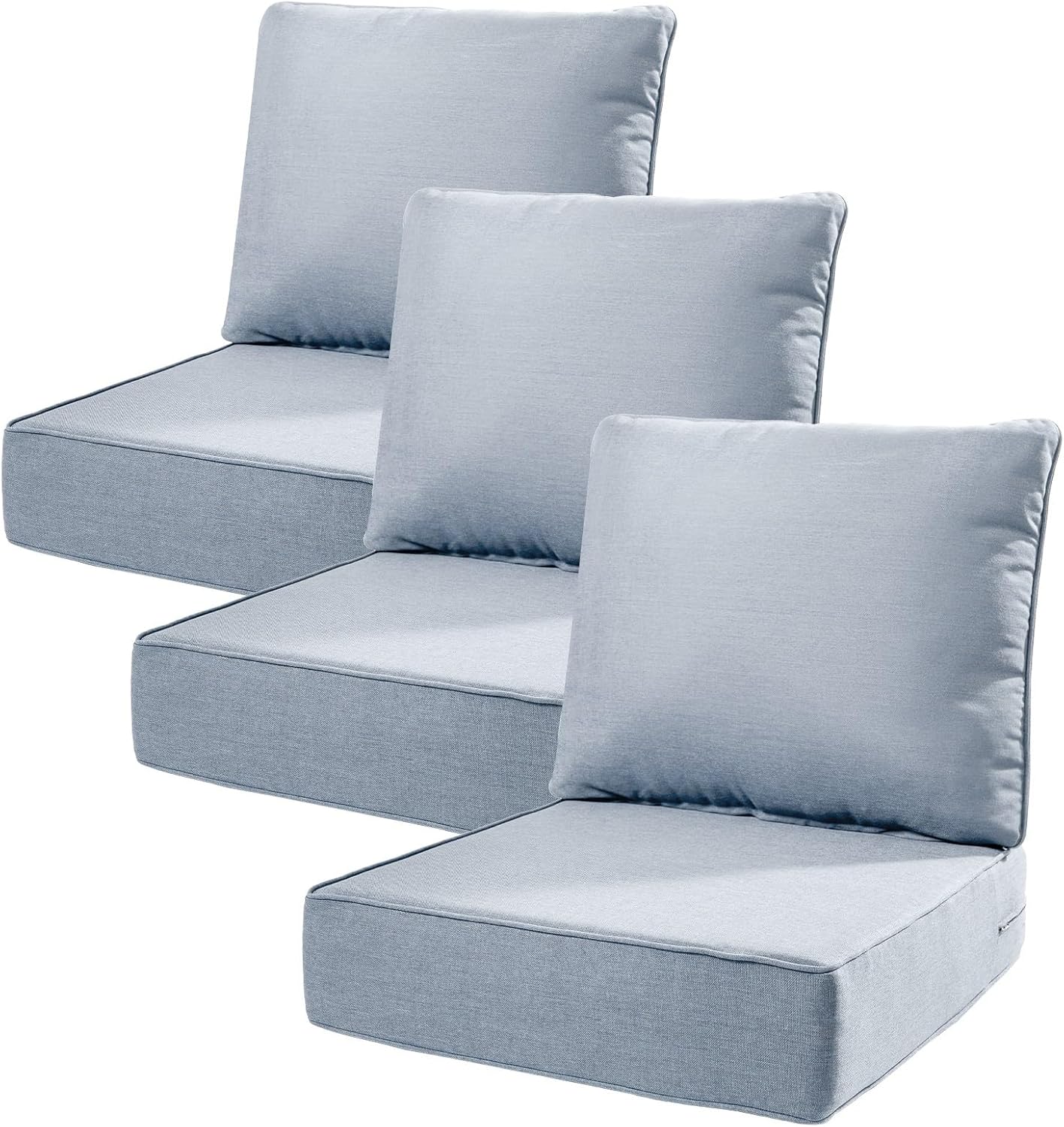6" Thick Outdoor Cushions 22x24x6, 1-Set Deep Seat Patio Cushions with Removable Cover, Waterproof & Fade Resistant Replacement for Wicker Chair, Loveseat, Sofa - Blue