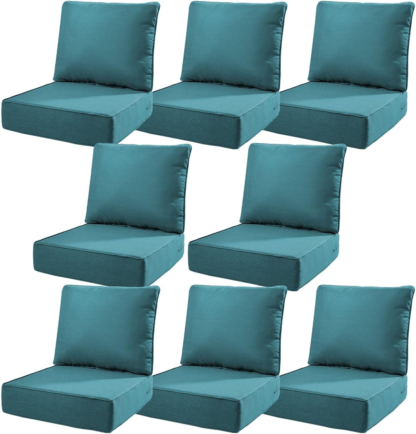 6" Thick Outdoor Cushions 22x24x6, 1-Set Deep Seat Patio Cushions with Removable Cover, Waterproof & Fade Resistant Replacement for Wicker Chair, Loveseat, Sofa - Blue