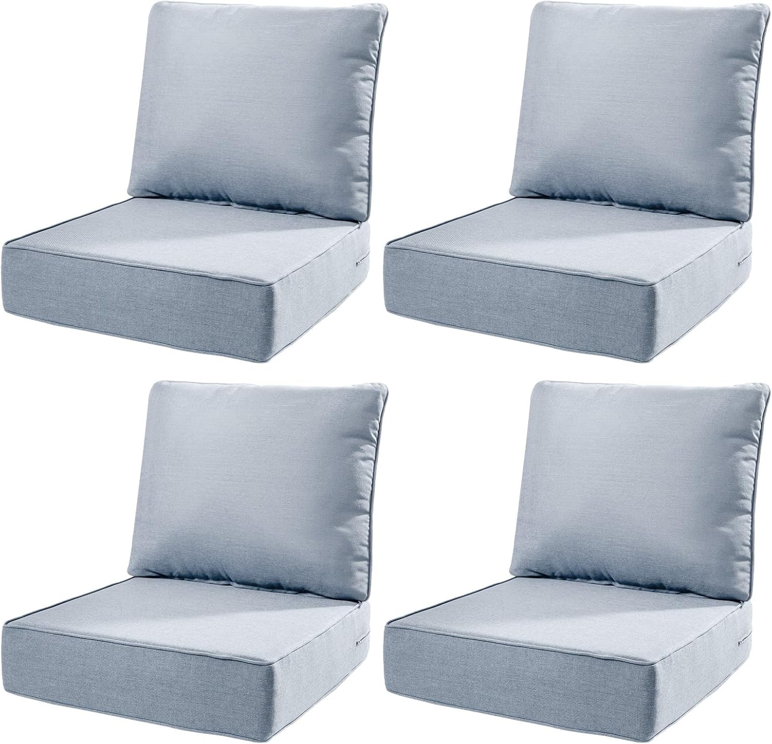 6" Thick Outdoor Cushions 22x24x6, 1-Set Deep Seat Patio Cushions with Removable Cover, Waterproof & Fade Resistant Replacement for Wicker Chair, Loveseat, Sofa - Blue