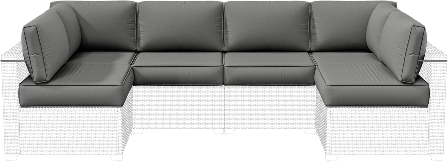 Outdoor Replacement Cushions for Patio Furniture, 5" Foam High-Density, 14-Piece Water-Resistant Outdoor Cushion for 6-Seat Sectional Patio Conversation Sets, Liner&Cover