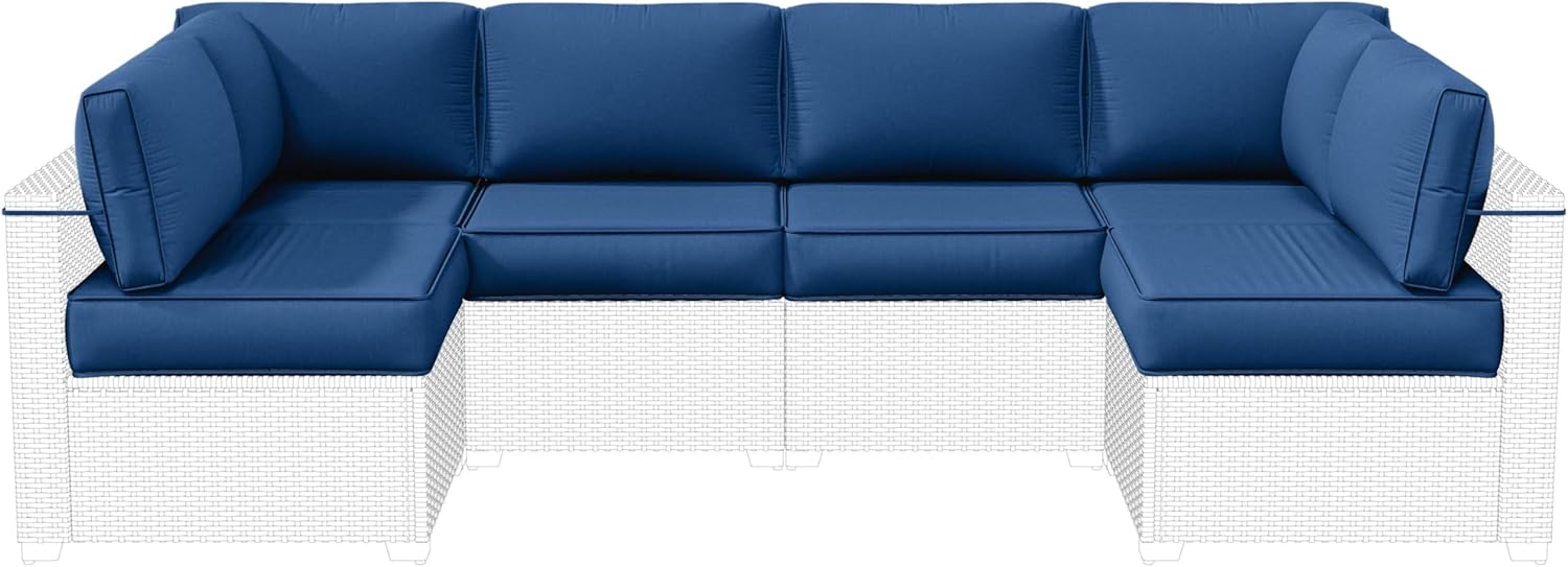 Outdoor Replacement Cushions for Patio Furniture, 5" Foam High-Density, 14-Piece Water-Resistant Outdoor Cushion for 6-Seat Sectional Patio Conversation Sets, Liner&Cover