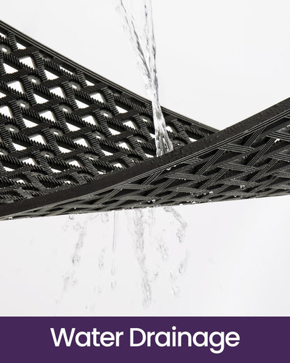 DEXI Front Door Mat Outside Entrance，19x30 Rubber Floor Doormat Heavy Duty Non Slip, Dirt Trapper Waterproof Exterior Entry Mats All Weather for Patio Entryway Drainage, Black