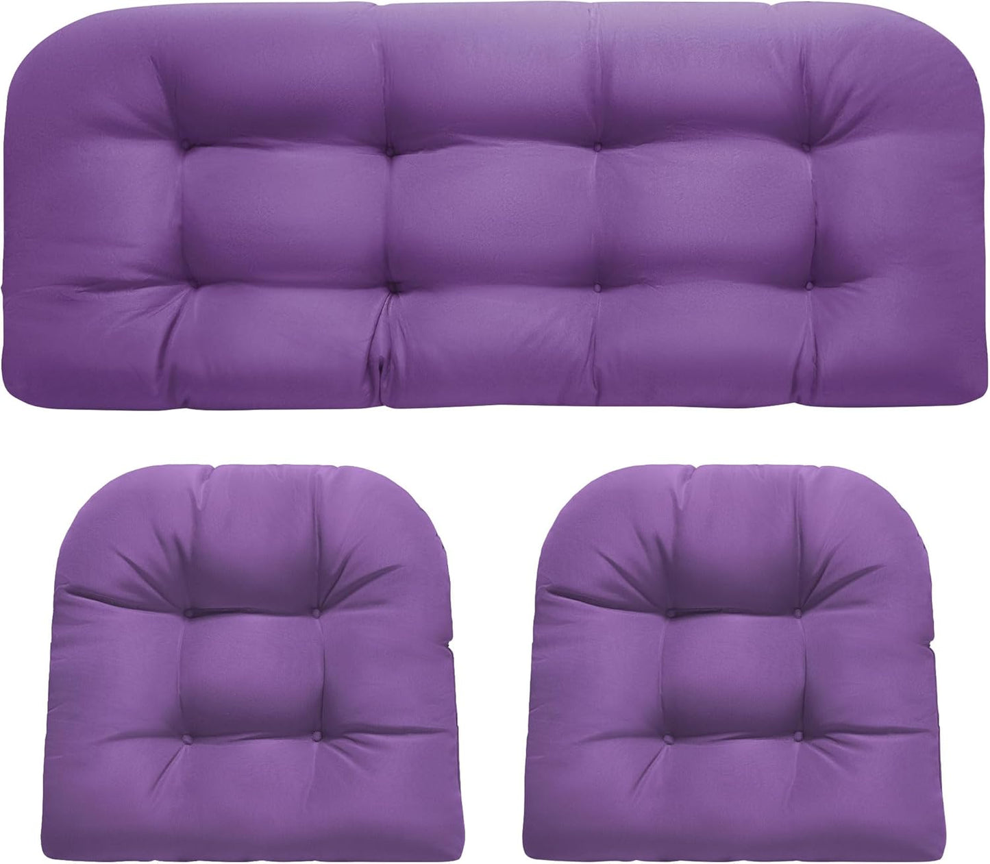 Wicker Chair Cushions, Waterproof Outdoor Loveseat Cushions for Patio Furniture, Tufted Wicker Furniture Cushions, 1 Loveseat and 2 U-Shaped Cushions, Grey