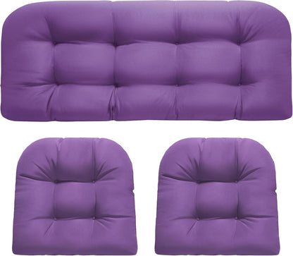 Wicker Chair Cushions, Waterproof Outdoor Loveseat Cushions for Patio Furniture, Tufted Wicker Furniture Cushions, 1 Loveseat and 2 U-Shaped Cushions, Grey