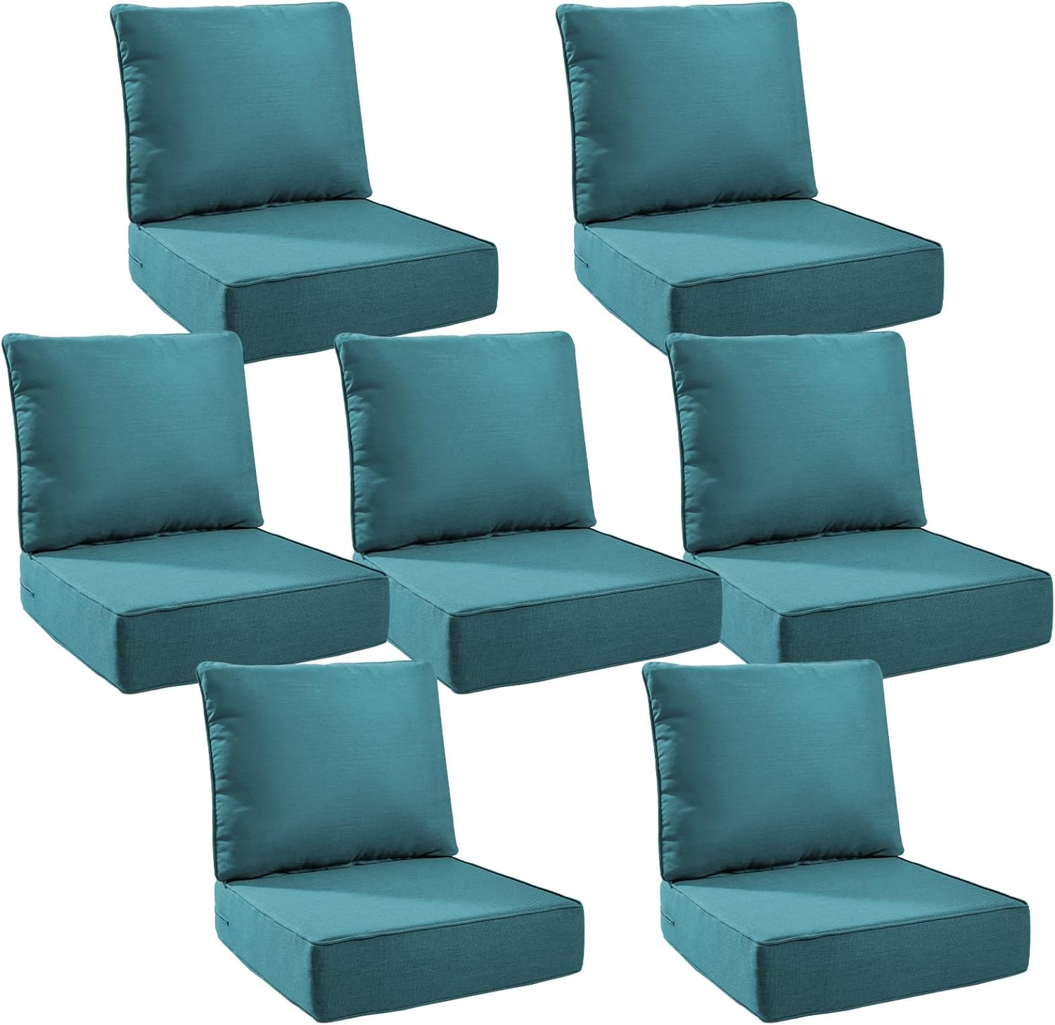 6" Thick Outdoor Cushions 22x24x6, 1-Set Deep Seat Patio Cushions with Removable Cover, Waterproof & Fade Resistant Replacement for Wicker Chair, Loveseat, Sofa - Blue