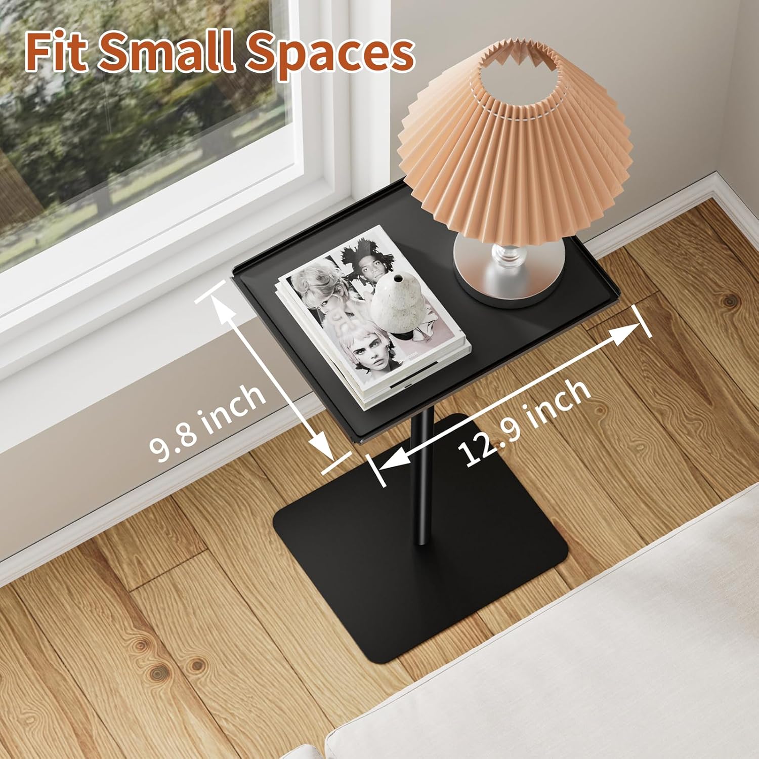 RCHYFEED Small Side Tables for Small Spaces, End Table Metal Side Table Set of 2, Height Adjustable 17-29.6 Inch Side Tables TV Tray Table for Couch, Sofa, Bedroom, Living Room, Indoor & Outdoor