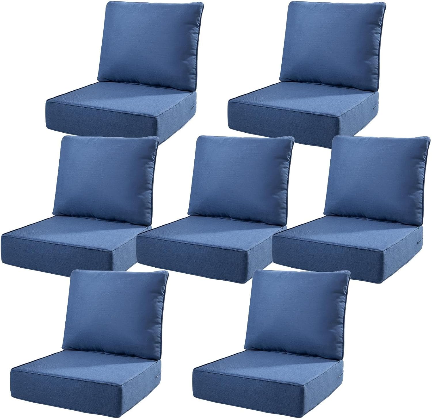6" Thick Outdoor Cushions 22x24x6, 1-Set Deep Seat Patio Cushions with Removable Cover, Waterproof & Fade Resistant Replacement for Wicker Chair, Loveseat, Sofa - Blue