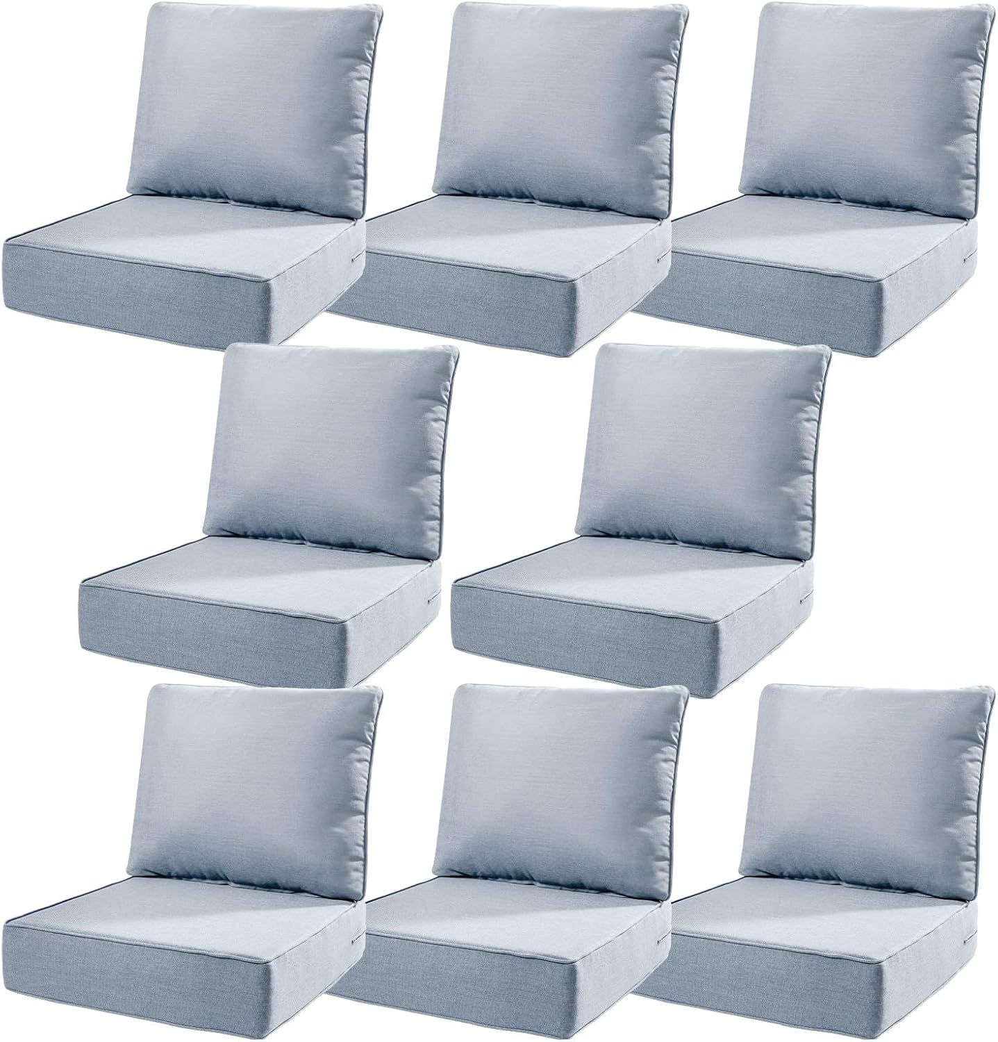 6" Thick Outdoor Cushions 22x24x6, 1-Set Deep Seat Patio Cushions with Removable Cover, Waterproof & Fade Resistant Replacement for Wicker Chair, Loveseat, Sofa - Blue