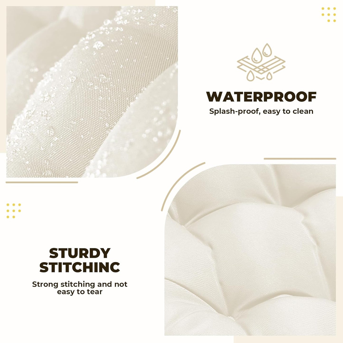 Wicker Chair Cushions of 5 Pieces, Waterproof Outdoor Loveseat Cushion for Wicker Furniture, 1 Love Seat Cushion, 2 U-Shape and 2 Lumbar Pillows for Patio Furniture (Cream)