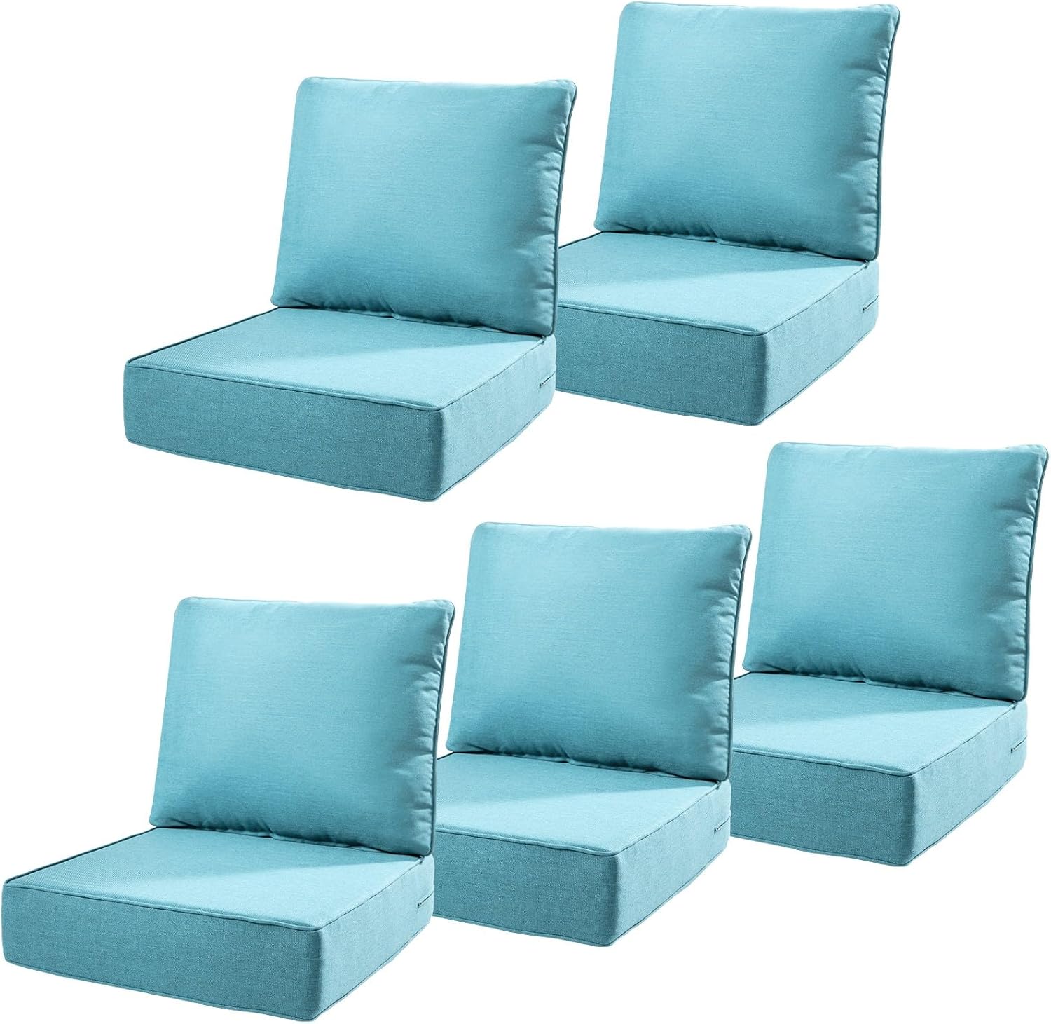 6" Thick Outdoor Cushions 22x24x6, 1-Set Deep Seat Patio Cushions with Removable Cover, Waterproof & Fade Resistant Replacement for Wicker Chair, Loveseat, Sofa - Blue