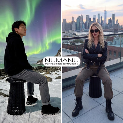NUMANU 2025 Upgraded XXL Collapsible Stool with Cushion & Bag, 1000lbs Max Weight, 19.7" Heavy Duty Portable Retractable Telescoping Folding Seat Chair or Travel Footrest