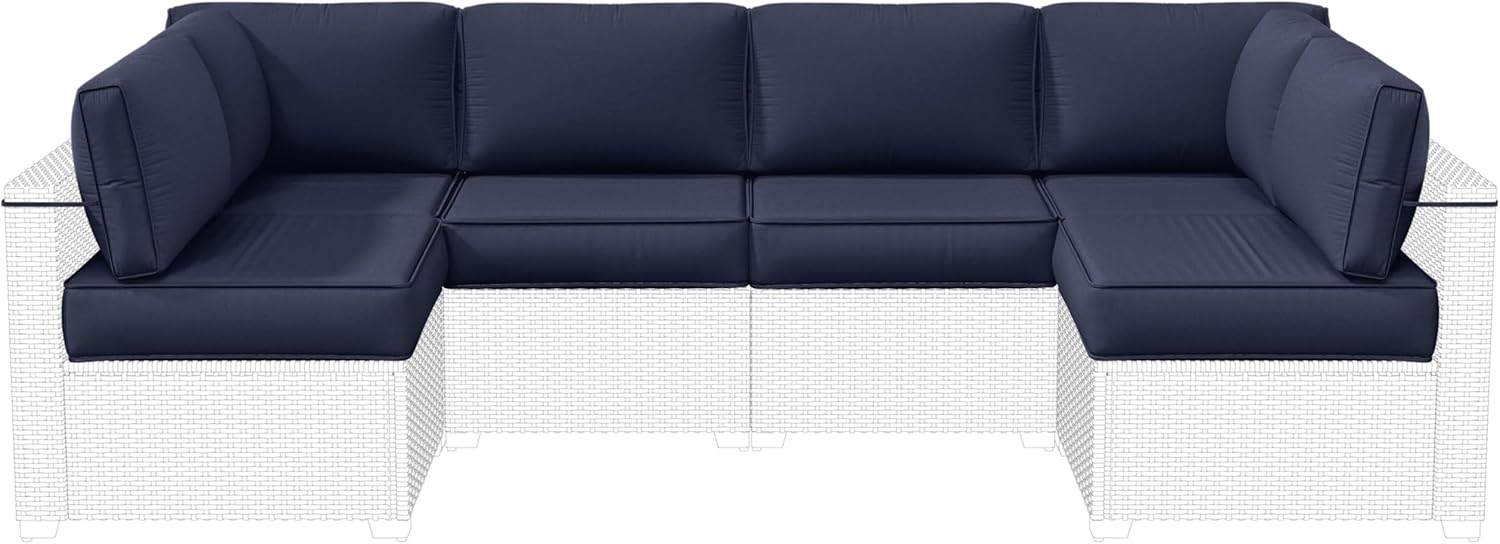 Outdoor Replacement Cushions for Patio Furniture, 5" Foam High-Density, 14-Piece Water-Resistant Outdoor Cushion for 6-Seat Sectional Patio Conversation Sets, Liner&Cover