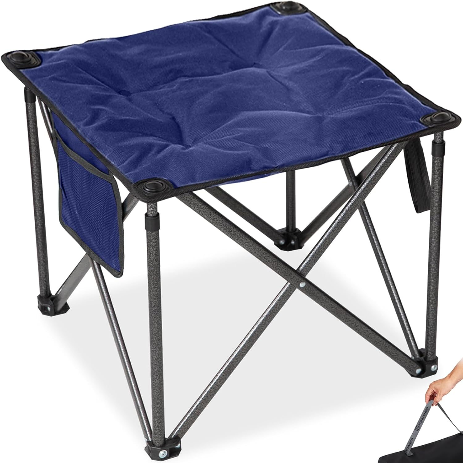 FUNDANGO Folding Camping Stool, 2 Pack 18.1 Inch Oversized Foot Rest 440 Lbs Heavy Duty Portable Padded Stools Seat Anti-Slip Foots & Carry Strap for Fishing Outdoor Lawn Travel (Grey)