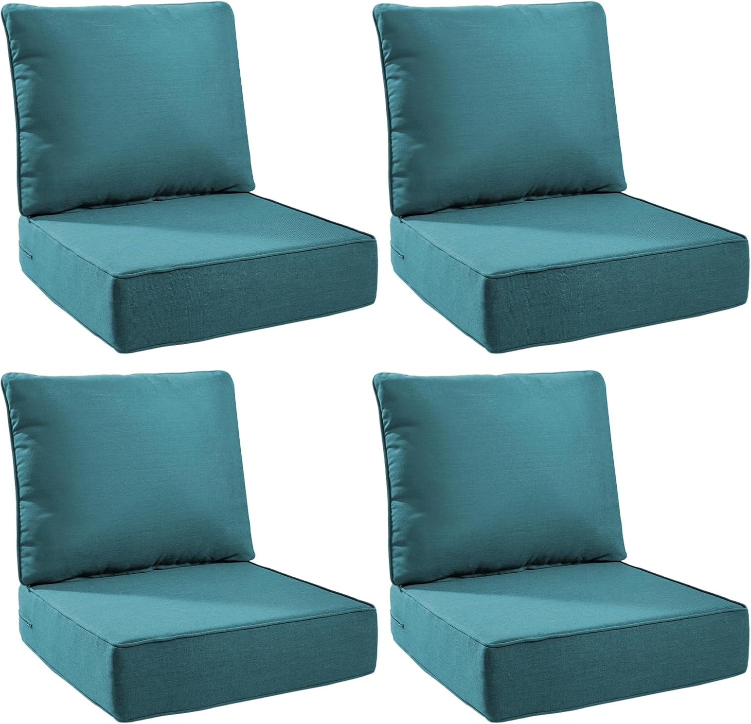 6" Thick Outdoor Cushions 22x24x6, 1-Set Deep Seat Patio Cushions with Removable Cover, Waterproof & Fade Resistant Replacement for Wicker Chair, Loveseat, Sofa - Blue