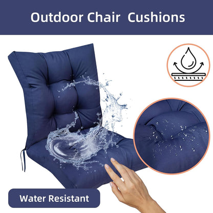 High Back Outdoor Chair Cushions Set of 2 Waterproof Replacement Seat Pad for Patio Furniture Garden Thicken Outdoor Patio Chair Cushion Navy Blue,41.7"*20.8"*3.9"