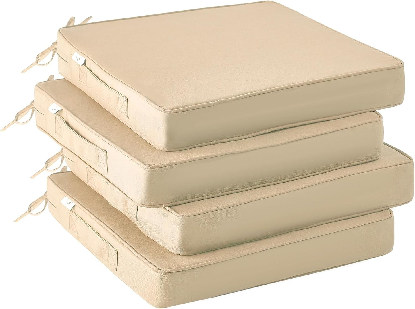 Outdoor Chair Cushions Set of 4,Waterproof Outdoor Seat Cushions for Patio Furniture,Patio Chair Cushion with Handle and Ties, Square Out Door Chair Pads,19" x 19" x 3", Forest Green