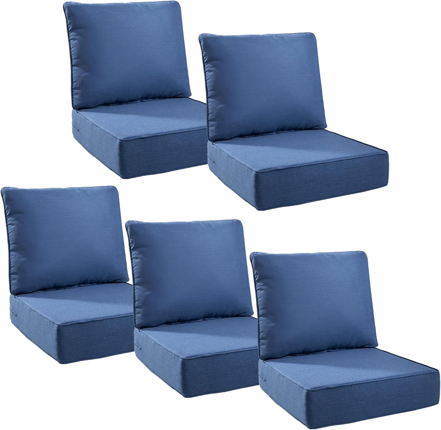 6" Thick Outdoor Cushions 22x24x6, 1-Set Deep Seat Patio Cushions with Removable Cover, Waterproof & Fade Resistant Replacement for Wicker Chair, Loveseat, Sofa - Blue