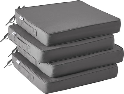 Outdoor Chair Cushions Set of 4,Waterproof Outdoor Seat Cushions for Patio Furniture,Patio Chair Cushion with Handle and Ties, Square Out Door Chair Pads,19" x 19" x 3", Forest Green