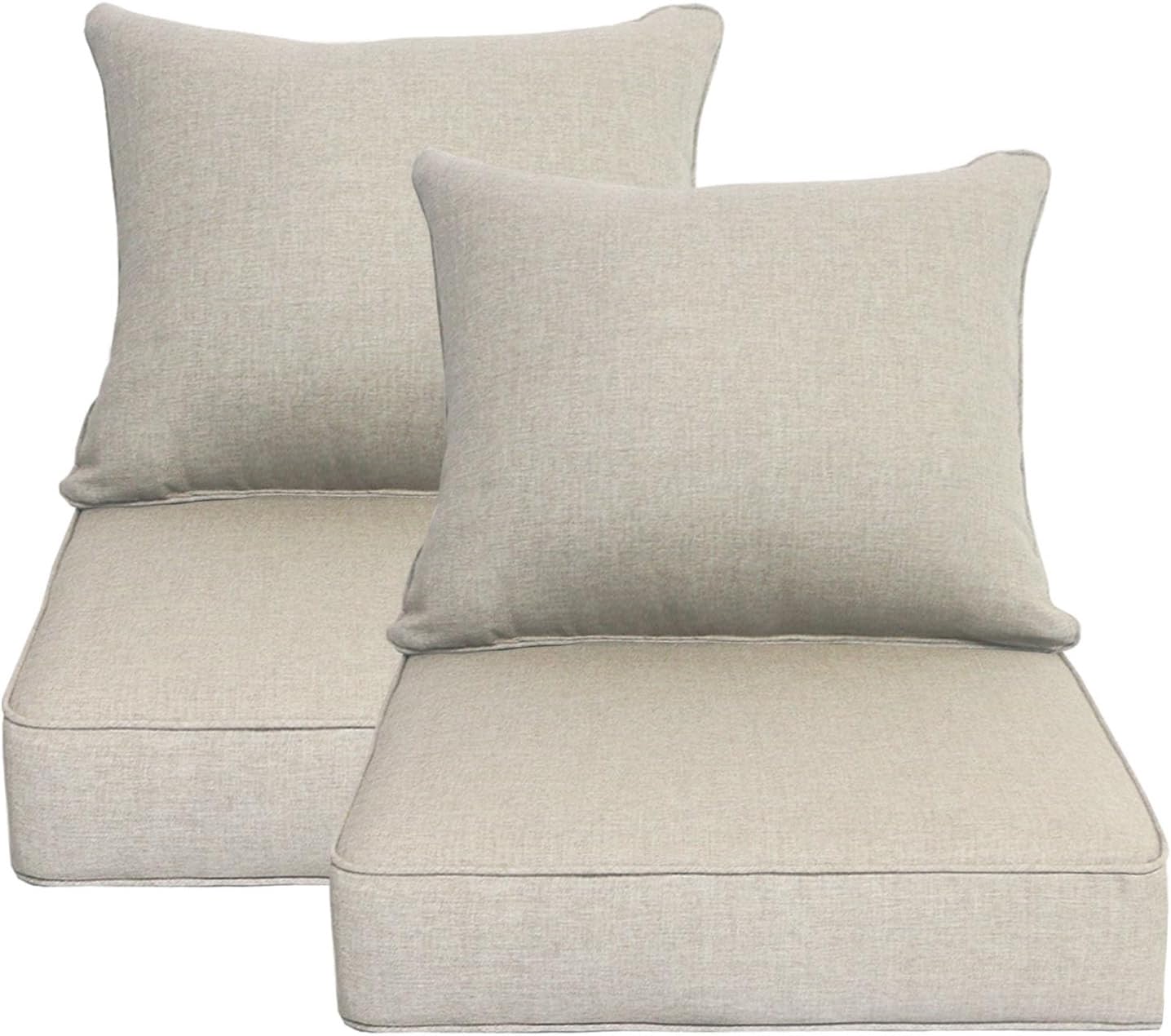 24x27.5 inch Outdoor/Indoor Deep Seat Patio Cushions Set of 2 Deep Seat Bottom Resilient Foam Filling Water Repellent Stain-Resistant UV Resistant Weather Resistant Chili
