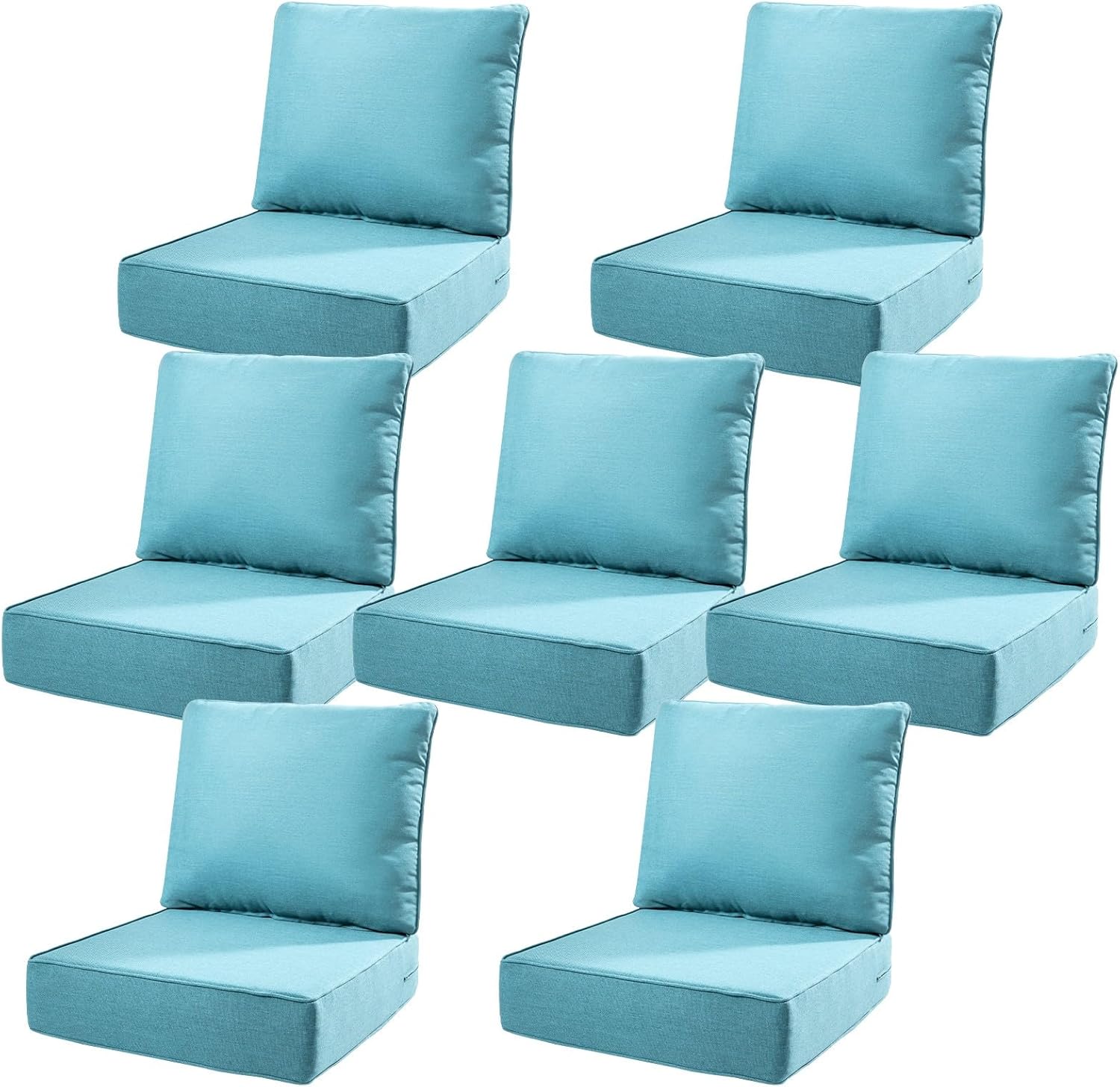6" Thick Outdoor Cushions 22x24x6, 1-Set Deep Seat Patio Cushions with Removable Cover, Waterproof & Fade Resistant Replacement for Wicker Chair, Loveseat, Sofa - Blue