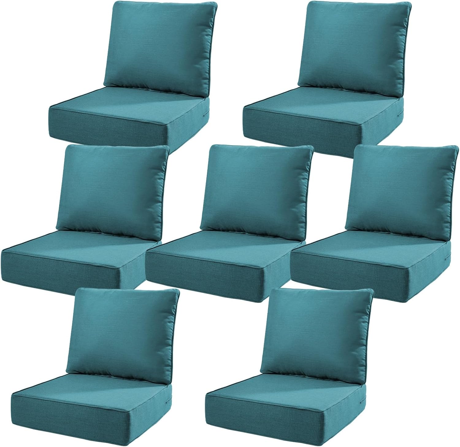 6" Thick Outdoor Cushions 22x24x6, 1-Set Deep Seat Patio Cushions with Removable Cover, Waterproof & Fade Resistant Replacement for Wicker Chair, Loveseat, Sofa - Blue