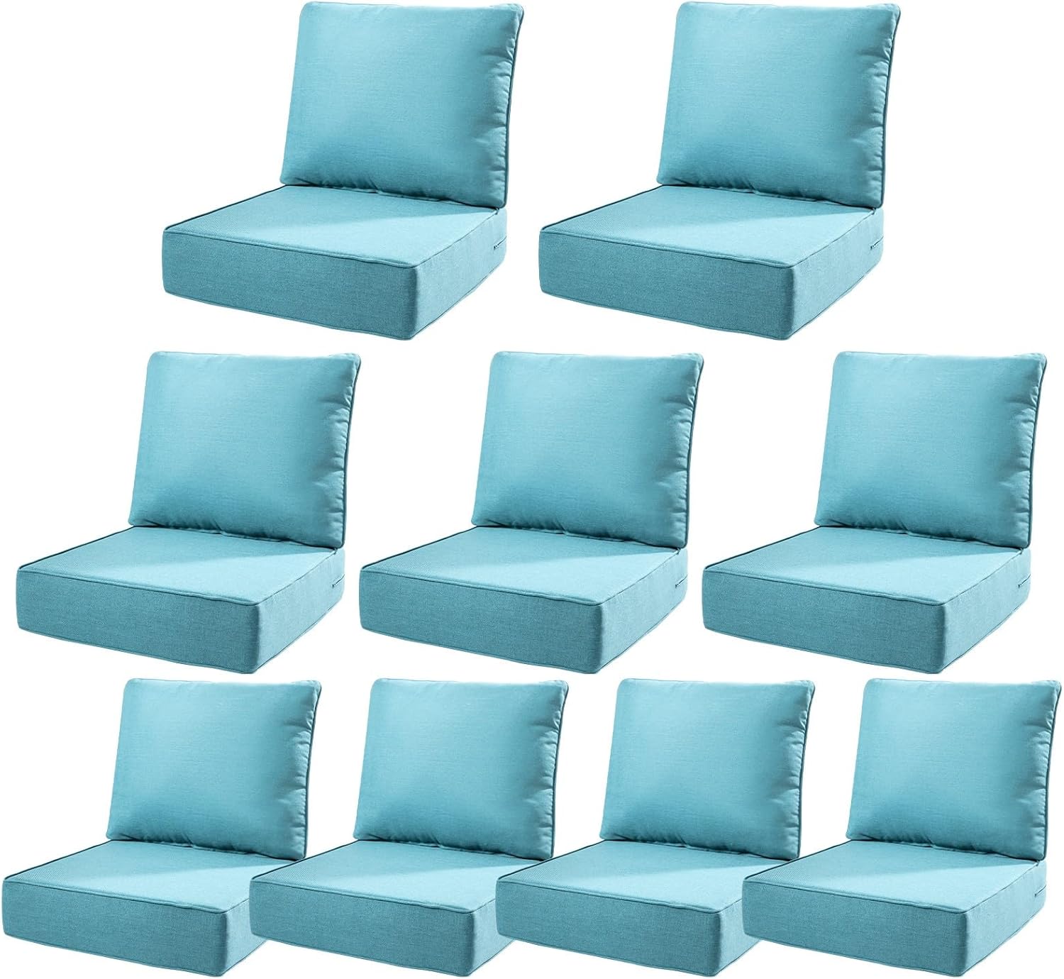 6" Thick Outdoor Cushions 22x24x6, 1-Set Deep Seat Patio Cushions with Removable Cover, Waterproof & Fade Resistant Replacement for Wicker Chair, Loveseat, Sofa - Blue
