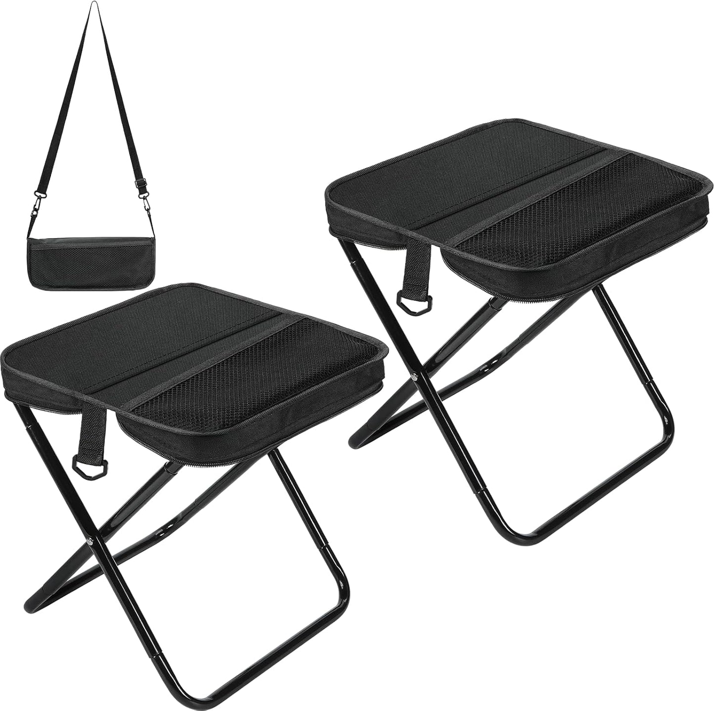 2 Pack Portable Camping Stools, 13.5 Inch Folding Stool for Adults with Carry Bag, Lightweight & Collapsible Stools for Hiking, Fishing, BBQ, and Outdoor (Green)