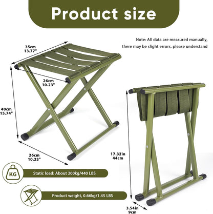 Folding Stool Heavy Duty Camping Stool Outdoor Portable Chair, 440lbs Heavy Duty Portable Folding Stool, Suitable for Camping, Outdoor Hiking, Outdoor Fishing, Picnicking,BBQ