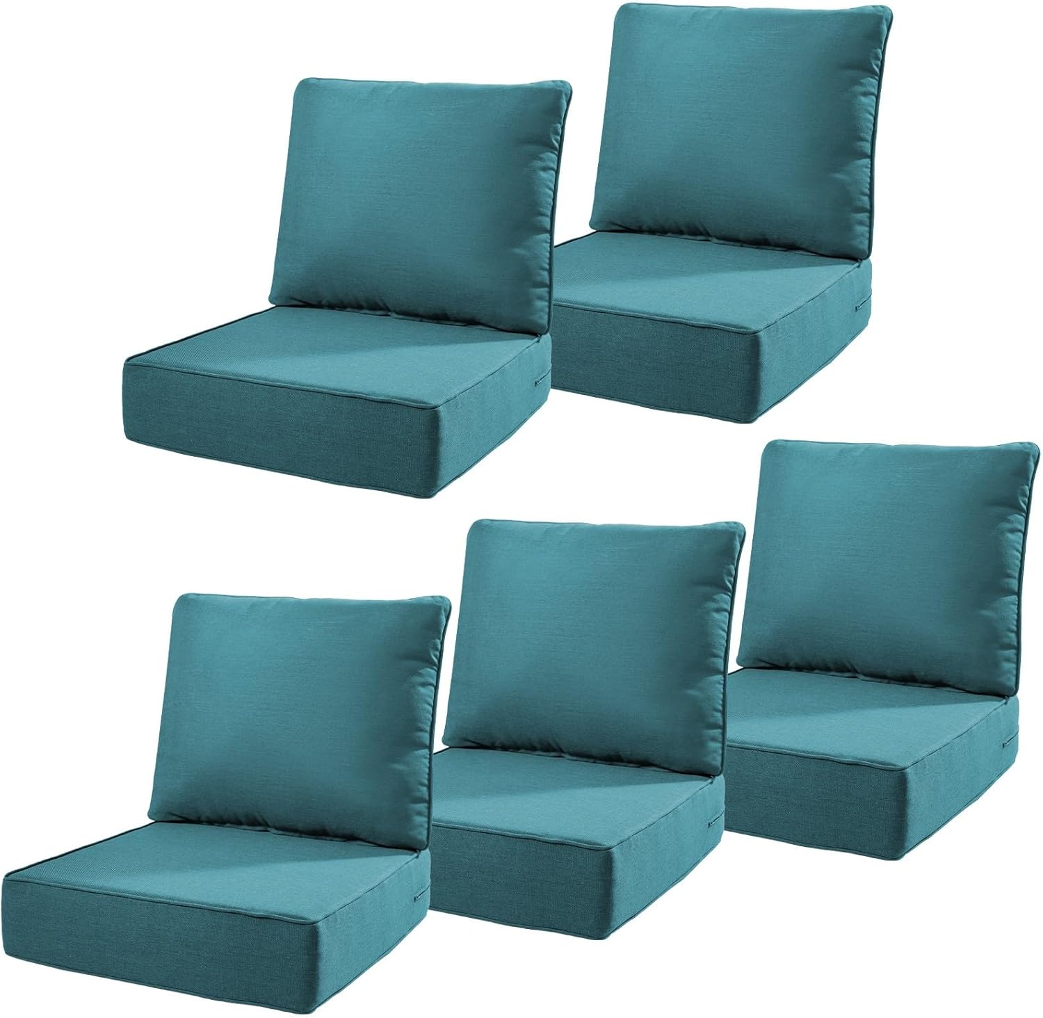 6" Thick Outdoor Cushions 22x24x6, 1-Set Deep Seat Patio Cushions with Removable Cover, Waterproof & Fade Resistant Replacement for Wicker Chair, Loveseat, Sofa - Blue