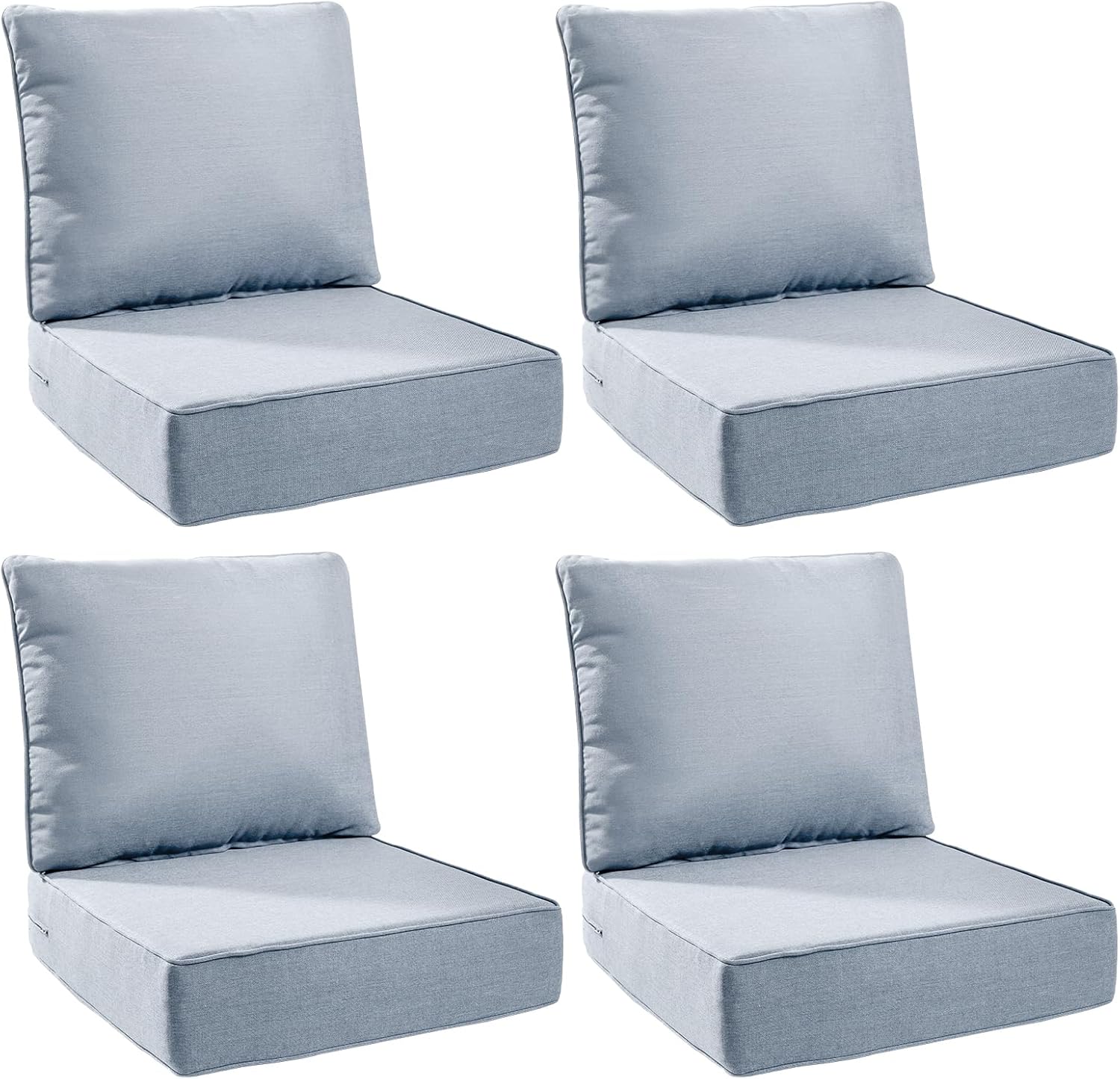 6" Thick Outdoor Cushions 22x24x6, 1-Set Deep Seat Patio Cushions with Removable Cover, Waterproof & Fade Resistant Replacement for Wicker Chair, Loveseat, Sofa - Blue