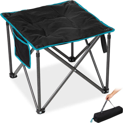 FUNDANGO Folding Camping Stool, 18.1 Inch Oversized Foot Rest 440 Lbs Heavy Duty Portable Padded Stools Seat Anti-Slip Foots & Carry Strap for Fishing Outdoor Lawn Travel (Blue)