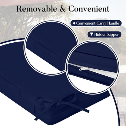 Basic Beyond Outdoor Chair Cushions for Patio Furniture, Waterproof Outdoor Seat Cushions Set of 4 19 x 19, Patio Chair Cushions Set of 4 with Ties and Handle, Navy Blue