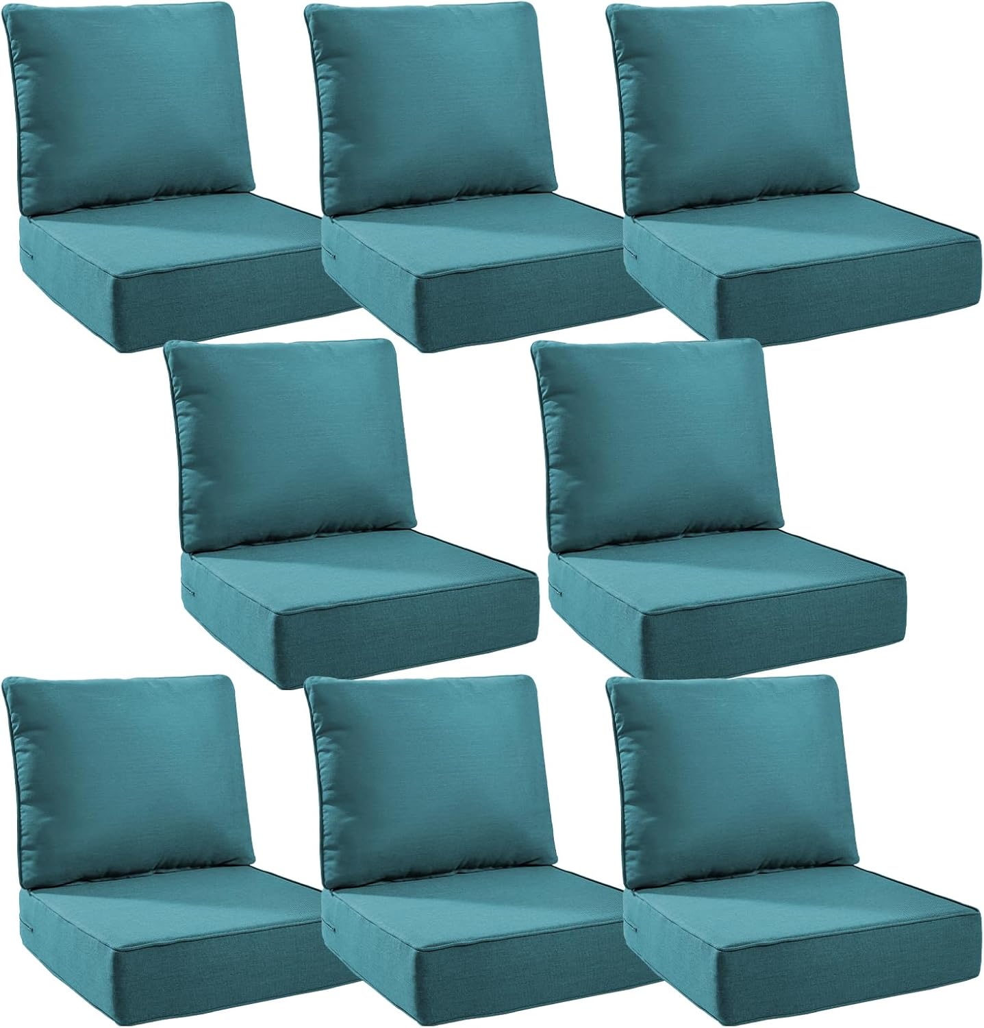 6" Thick Outdoor Cushions 22x24x6, 1-Set Deep Seat Patio Cushions with Removable Cover, Waterproof & Fade Resistant Replacement for Wicker Chair, Loveseat, Sofa - Blue