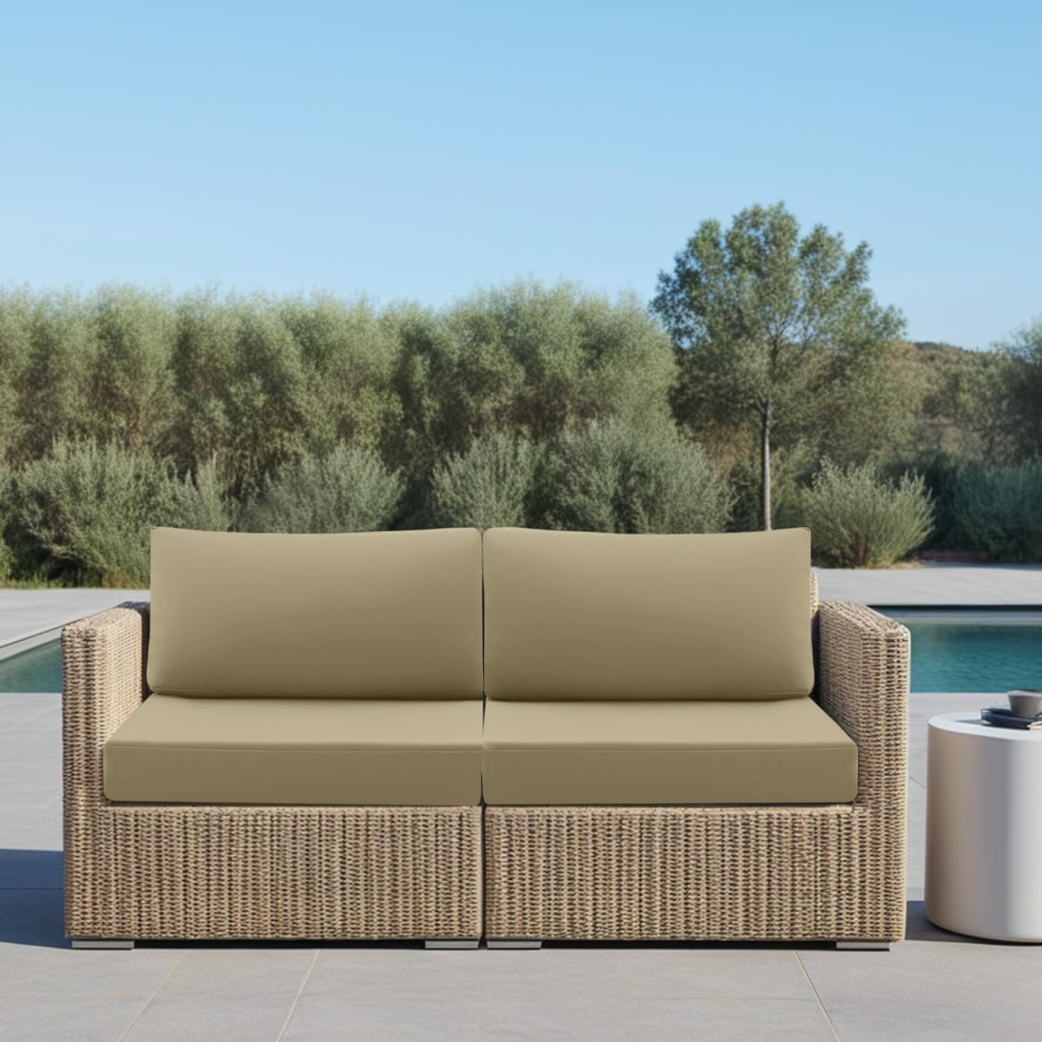 idee-home Outdoor Cushions for Patio Furniture, Waterproof Outdoor Seat Cushion Hampton Bay Deep Seat Replacement Cushions for Garden