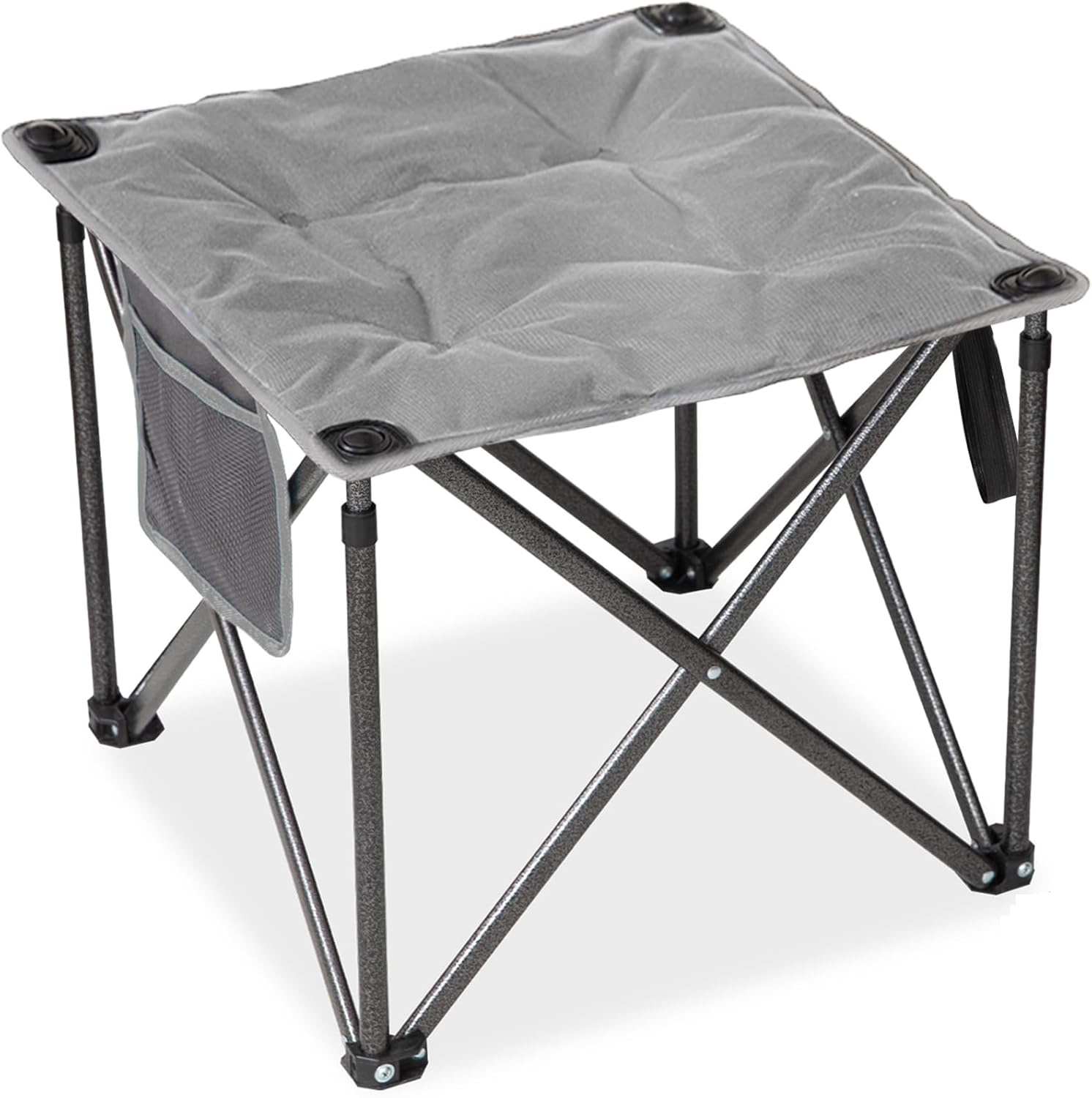 FUNDANGO Folding Camping Stool, 2 Pack 18.1 Inch Oversized Foot Rest 440 Lbs Heavy Duty Portable Padded Stools Seat Anti-Slip Foots & Carry Strap for Fishing Outdoor Lawn Travel (Grey)