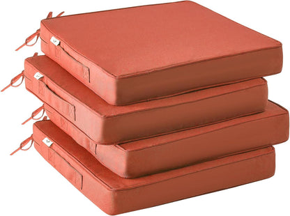 Outdoor Chair Cushions Set of 4,Waterproof Outdoor Seat Cushions for Patio Furniture,Patio Chair Cushion with Handle and Ties, Square Out Door Chair Pads,19" x 19" x 3", Forest Green