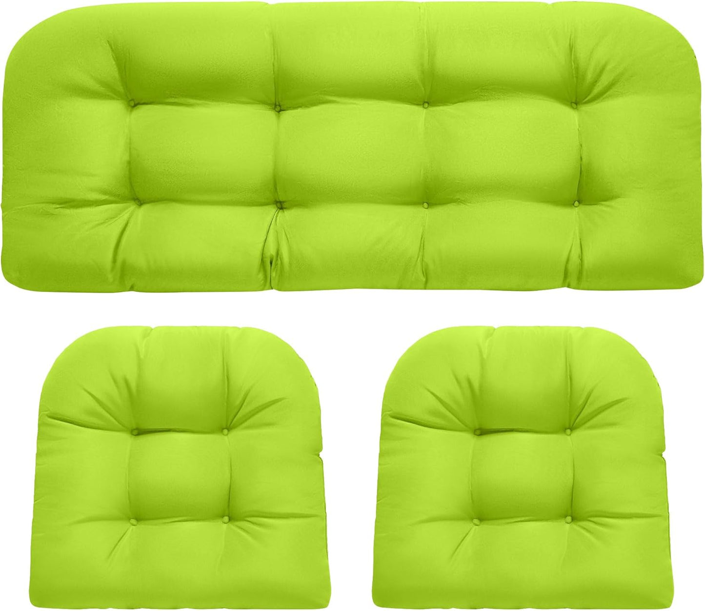 Wicker Chair Cushions, Waterproof Outdoor Loveseat Cushions for Patio Furniture, Tufted Wicker Furniture Cushions, 1 Loveseat and 2 U-Shaped Cushions, Grey