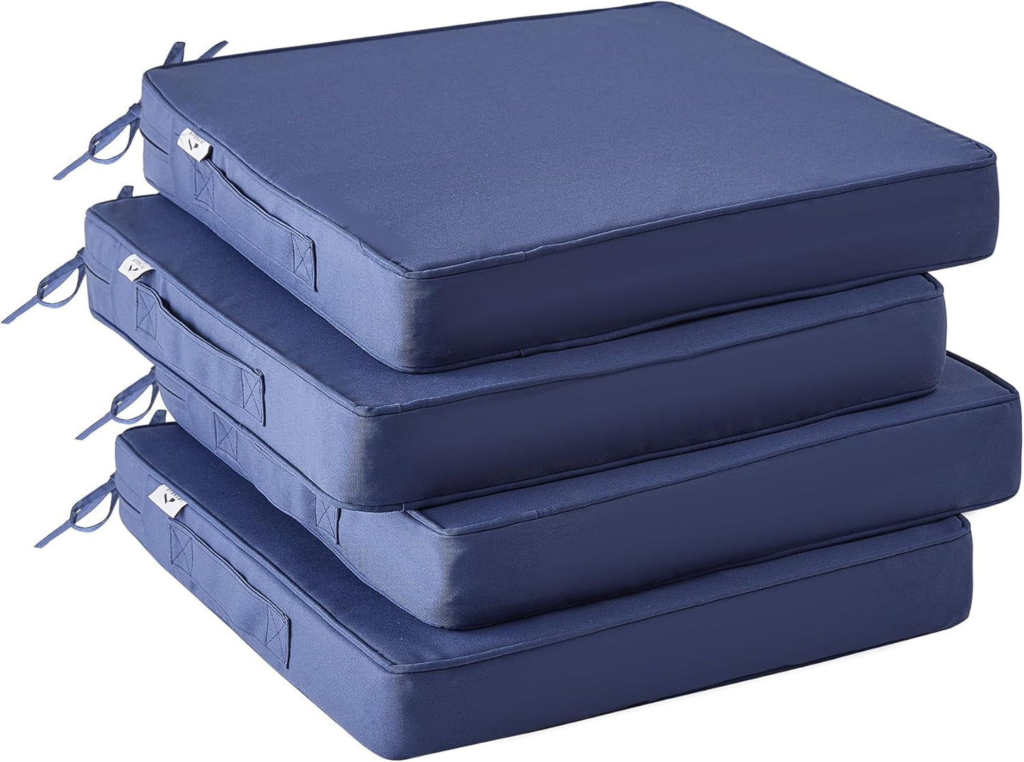 Outdoor Chair Cushions Set of 4,Waterproof Outdoor Seat Cushions for Patio Furniture,Patio Chair Cushion with Handle and Ties, Square Out Door Chair Pads,19" x 19" x 3", Forest Green