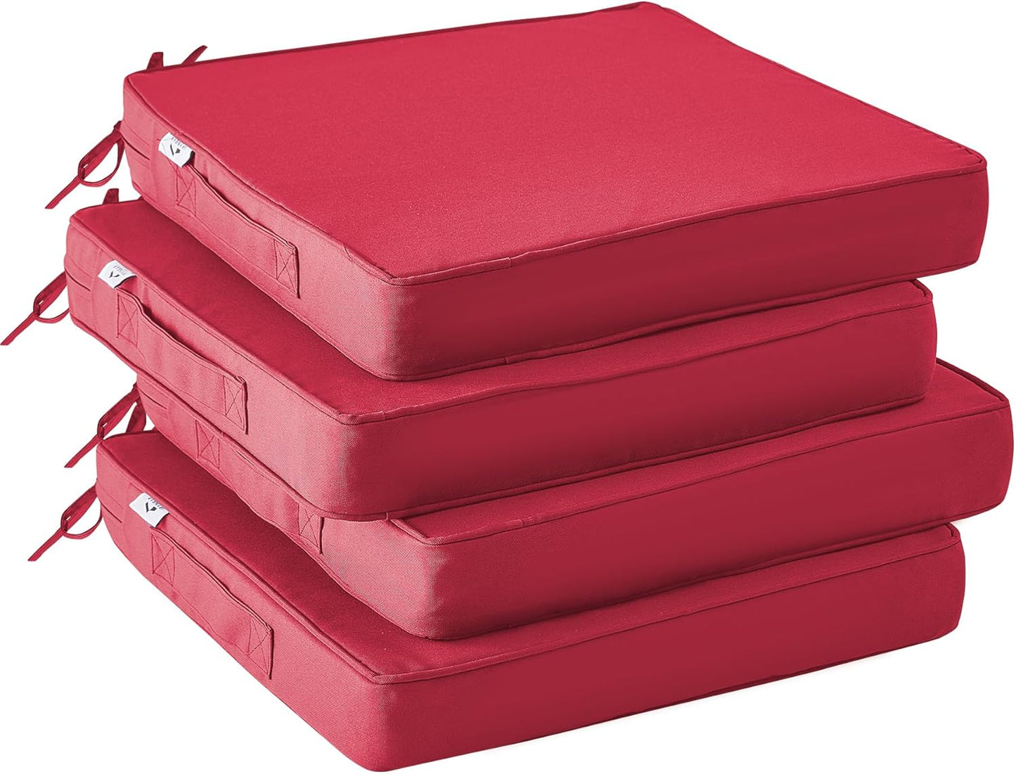 Outdoor Chair Cushions Set of 4,Waterproof Outdoor Seat Cushions for Patio Furniture,Patio Chair Cushion with Handle and Ties, Square Out Door Chair Pads,19" x 19" x 3", Forest Green