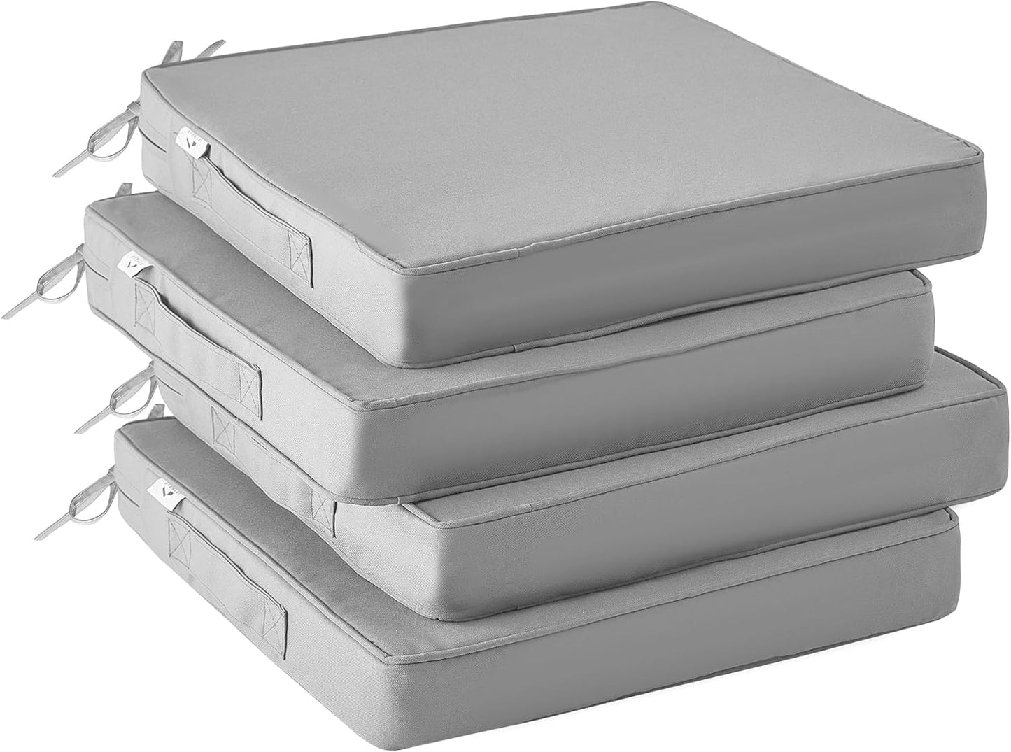 Outdoor Chair Cushions Set of 4,Waterproof Outdoor Seat Cushions for Patio Furniture,Patio Chair Cushion with Handle and Ties, Square Out Door Chair Pads,19" x 19" x 3", Forest Green